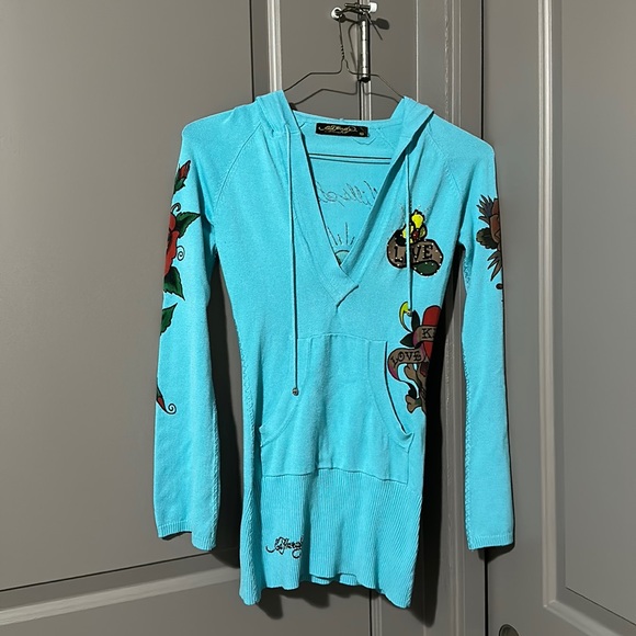 Y2K Ed Hardy Rhinestone Hoodie - Picture 2 of 8